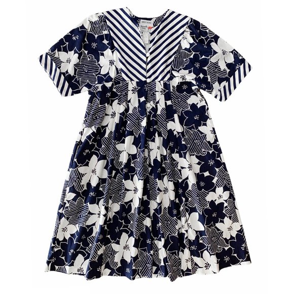 Vintage Liberty House of Hawaii Blue and White Floral MuuMuu Dress - Picture 2 of 9